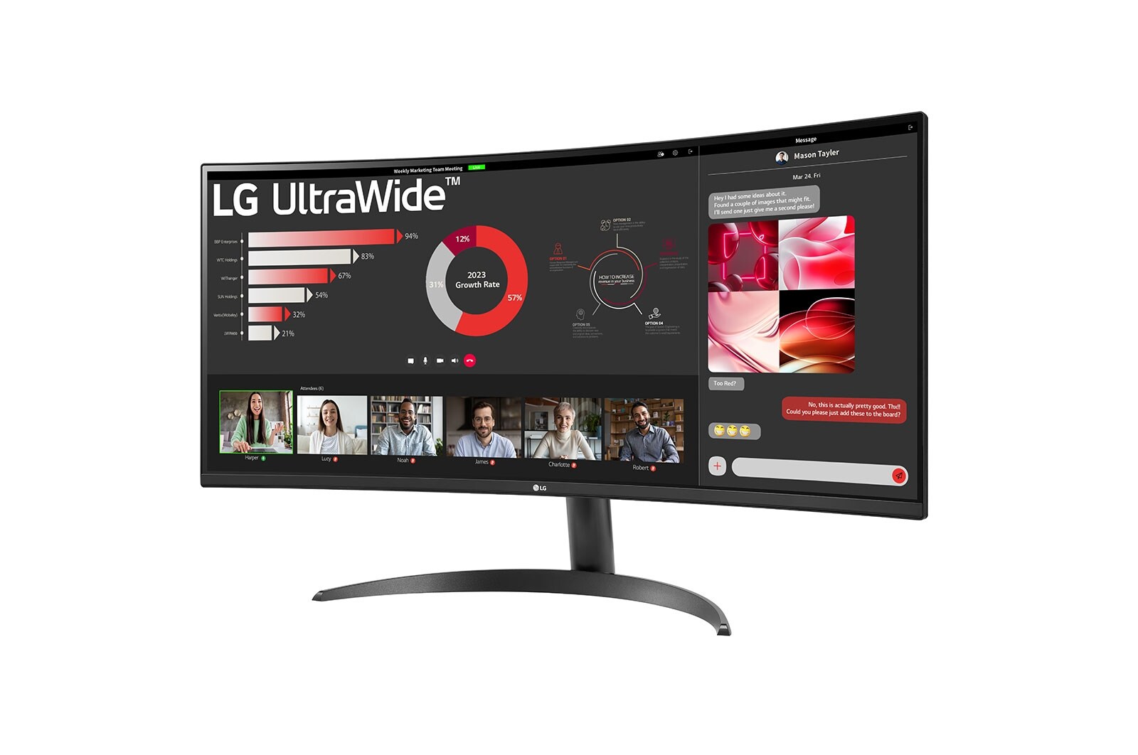 LG 34" 21:9 Curved UltraWide™ QHD (3440x1440) Monitor with FreeSync™, 34WR50QC-B