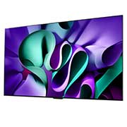 Licht naar links gericht zijaanzicht van de LG OLED evo TV, OLED M4 aan de muur