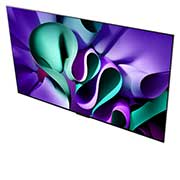 Close-upbeeld van de LG OLED evo TV, OLED M4 gezien vanaf de ultraslanke bovenrand