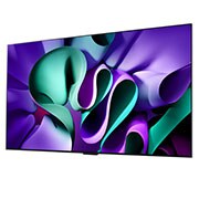 Slightly-angled right-facing side view of LG OLED evo TV, OLED M4 on the wall