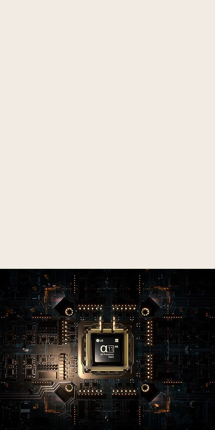 De alpha 11 AI Processor Gen2 bevindt zich op een geavanceerd uitziende printplaat.