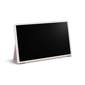 LG StanbyME 2 werd gestut als een tablet met behulp van de foliohoes.