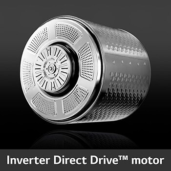 De duurzame roestvrijstalen trommel van de LG droger RH18U8AVCW, aangedreven door een stille en efficiënte Inverter Direct Drive™-motor.
