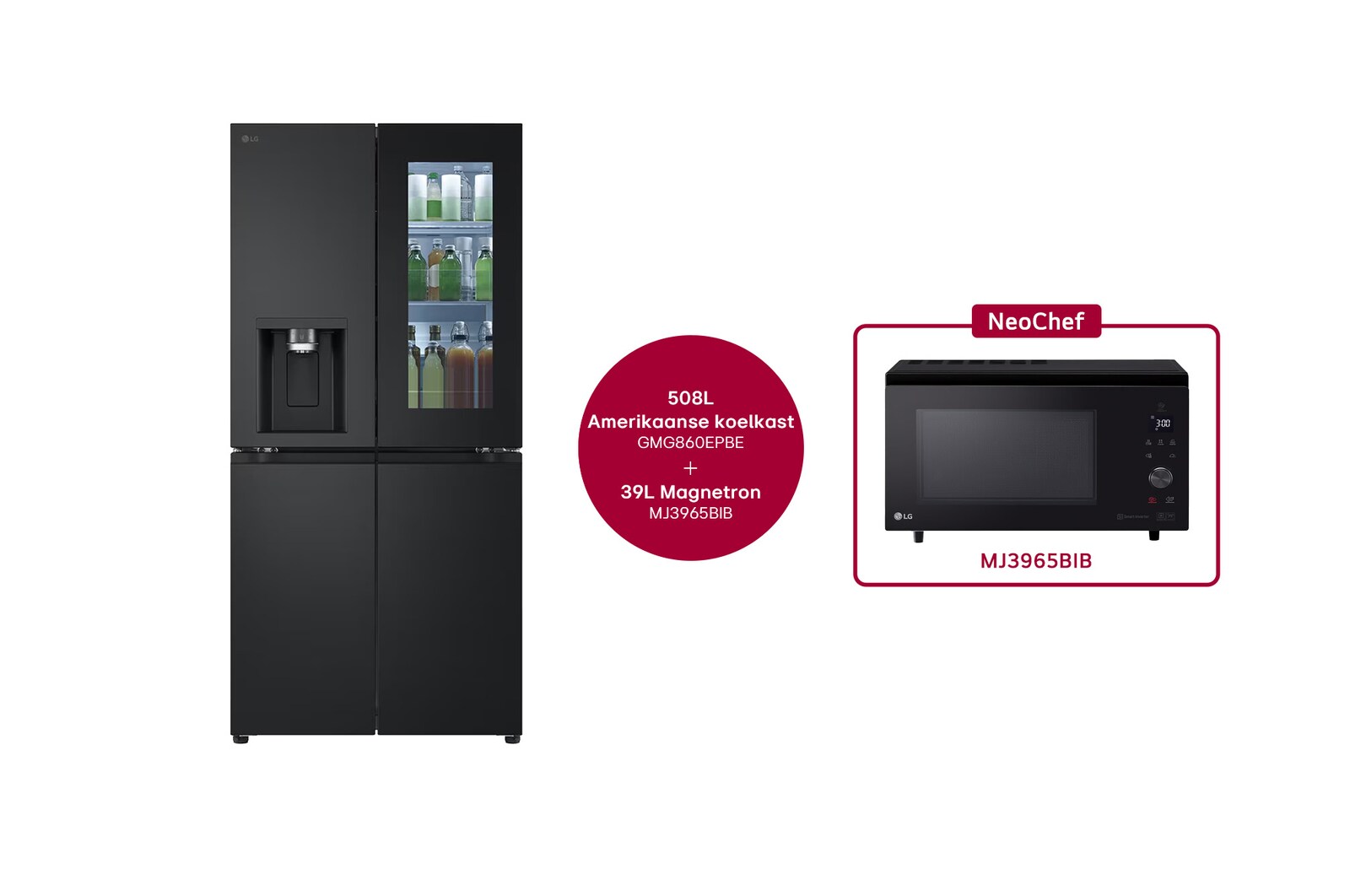 Voorkant van 508L Amerikaanse koelkast Zwart | InstaView™ | DoorCooling+™ | Uvnano™ - GMG860EPBE