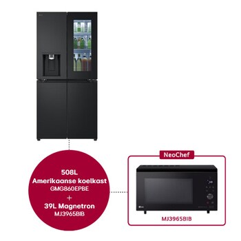 Voorkant van 508L Amerikaanse koelkast Zwart | InstaView™ | DoorCooling+™ | Uvnano™ - GMG860EPBE