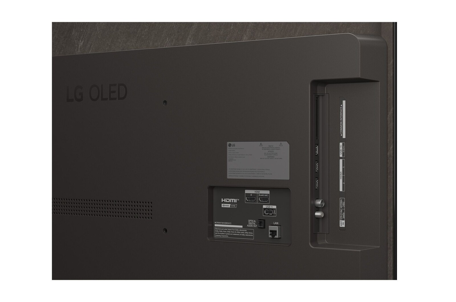 Achteraanzicht van LG OLED AI B5 4K Smart TV.