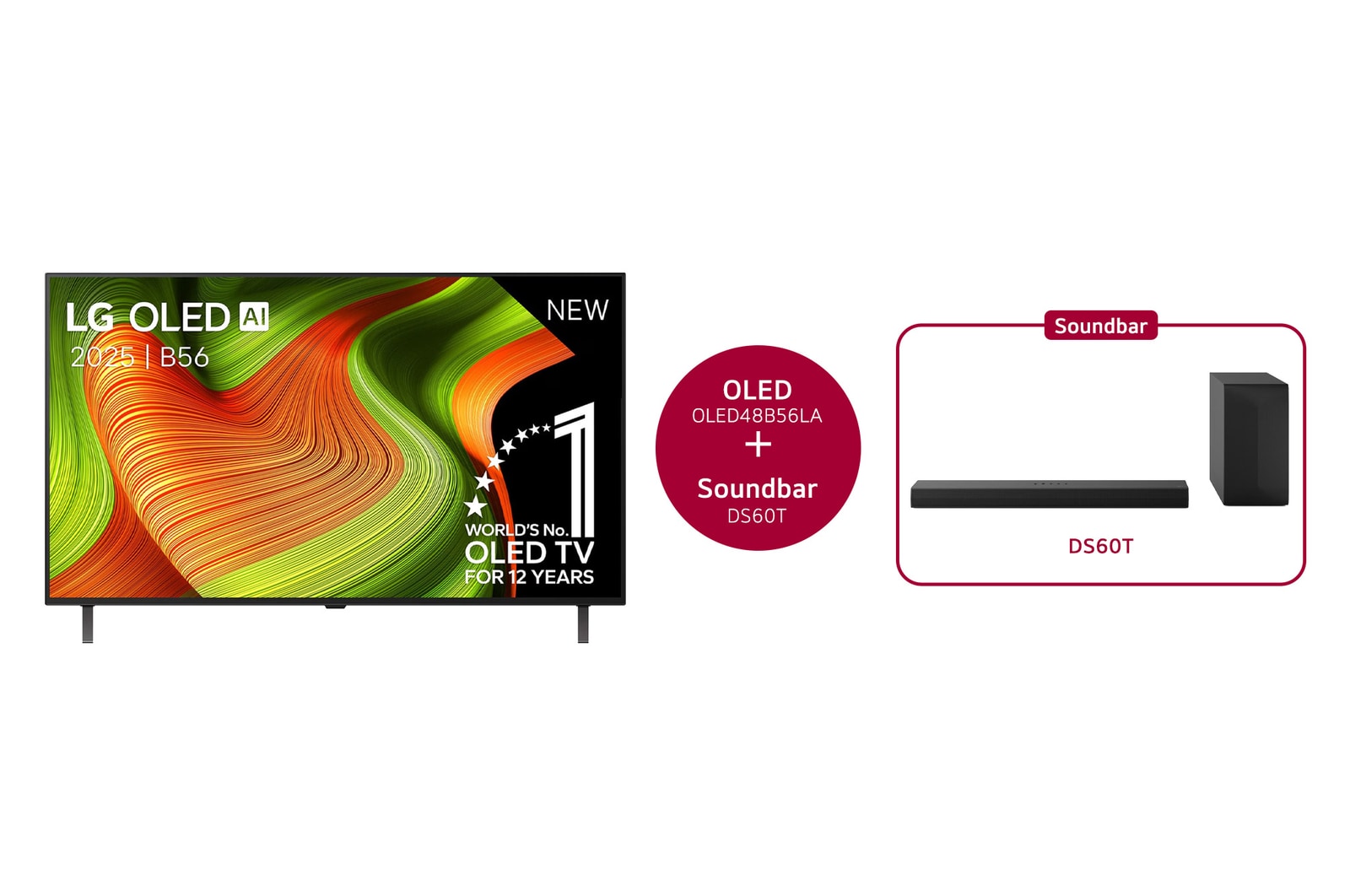 Vooraanzicht van LG OLED  AI C5 4K Smart TV. 12 jaar nummer 1 OLED-embleem ter wereld en het LG OLED  AI 2025-logo staan ​​op het scherm.