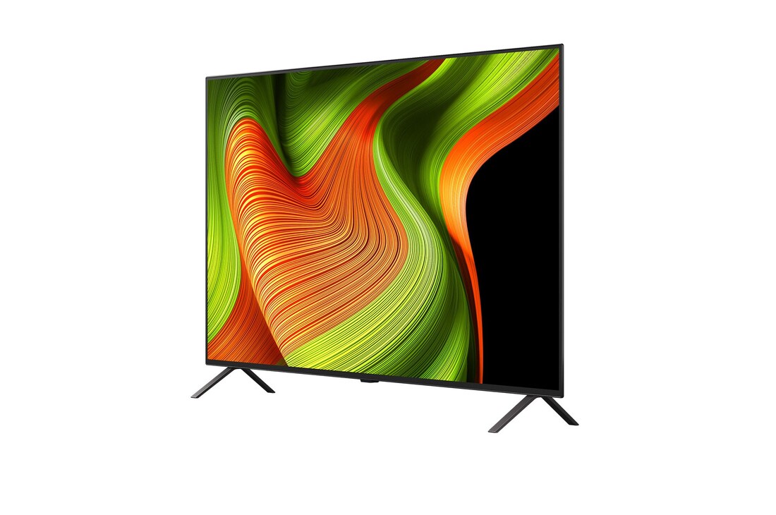 Licht schuine weergave van LG OLED AI B5 4K Smart TV.