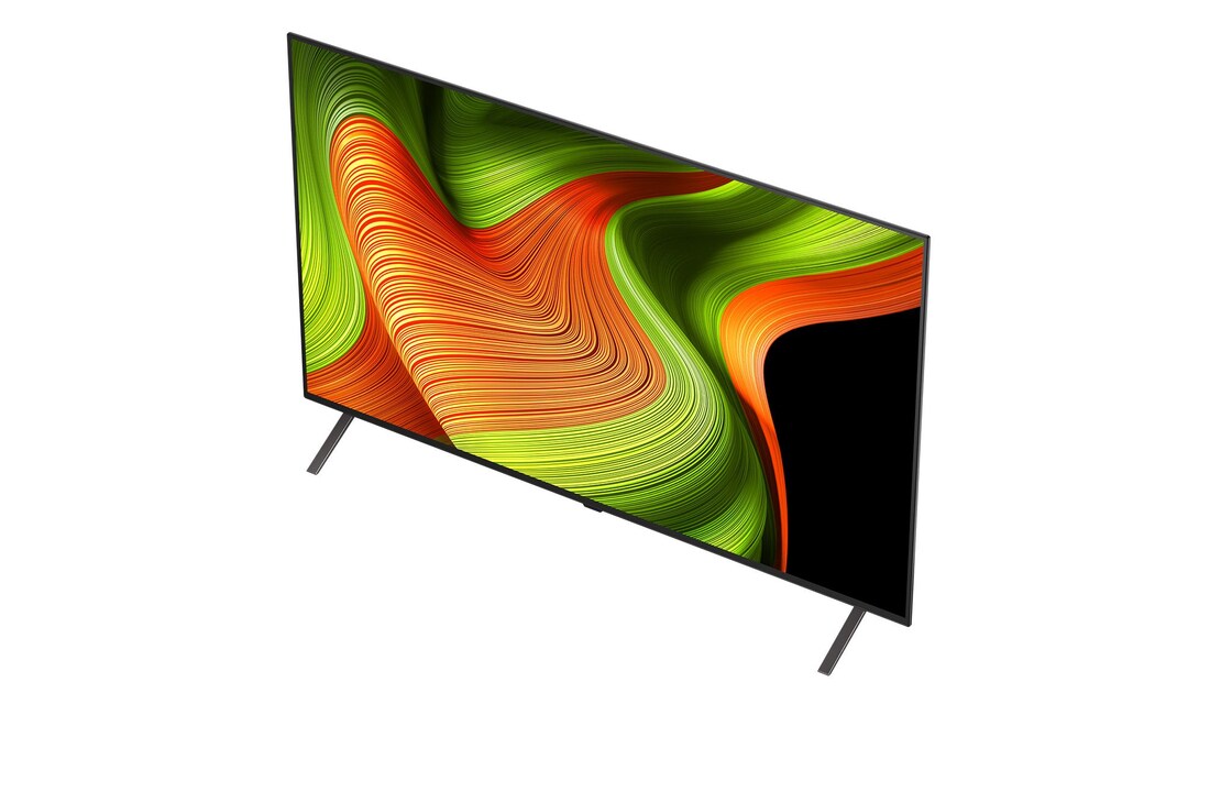 Licht schuine weergave van LG OLED AI B5 4K Smart TV.