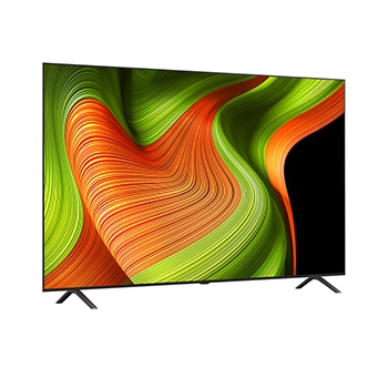 Licht schuine weergave van LG OLED AI B5 4K Smart TV.