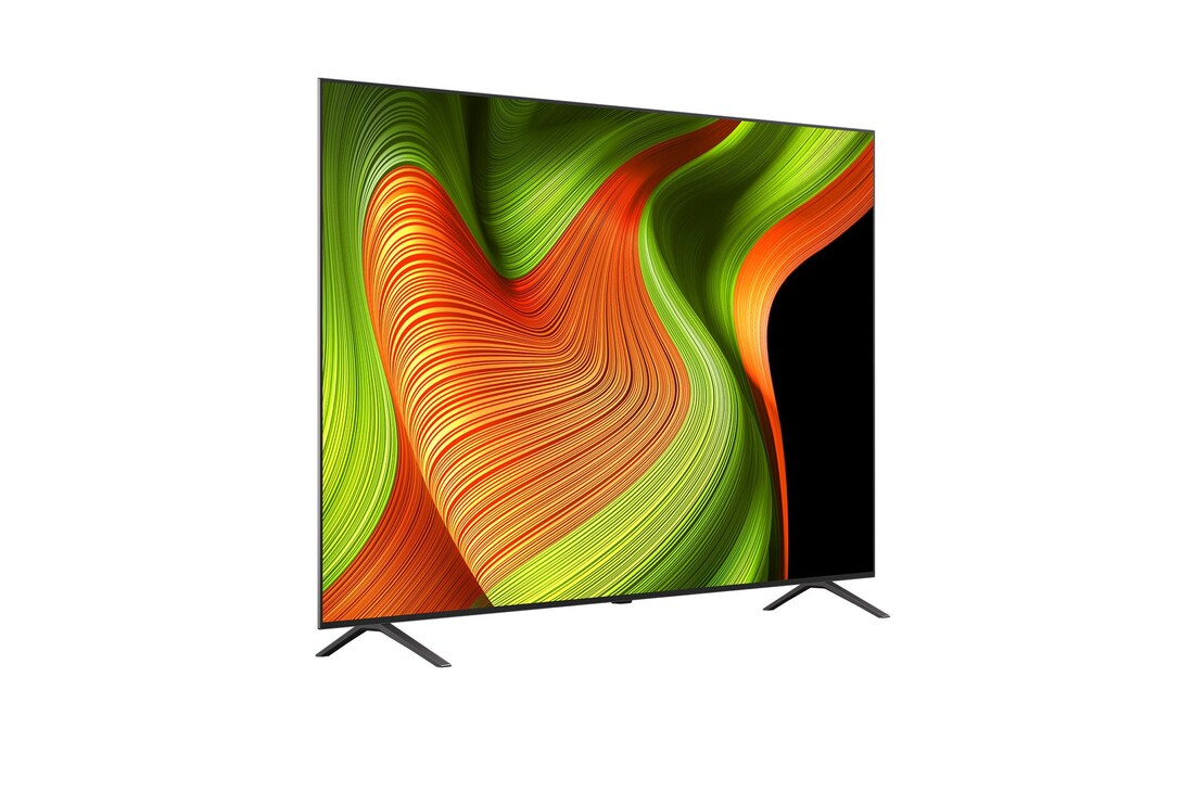 Licht schuine weergave van LG OLED AI B5 4K Smart TV.