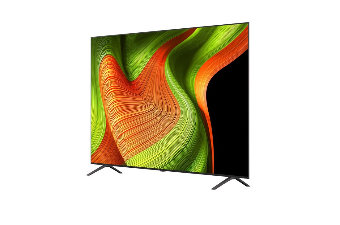 Licht schuine weergave van LG OLED AI B5 4K Smart TV.