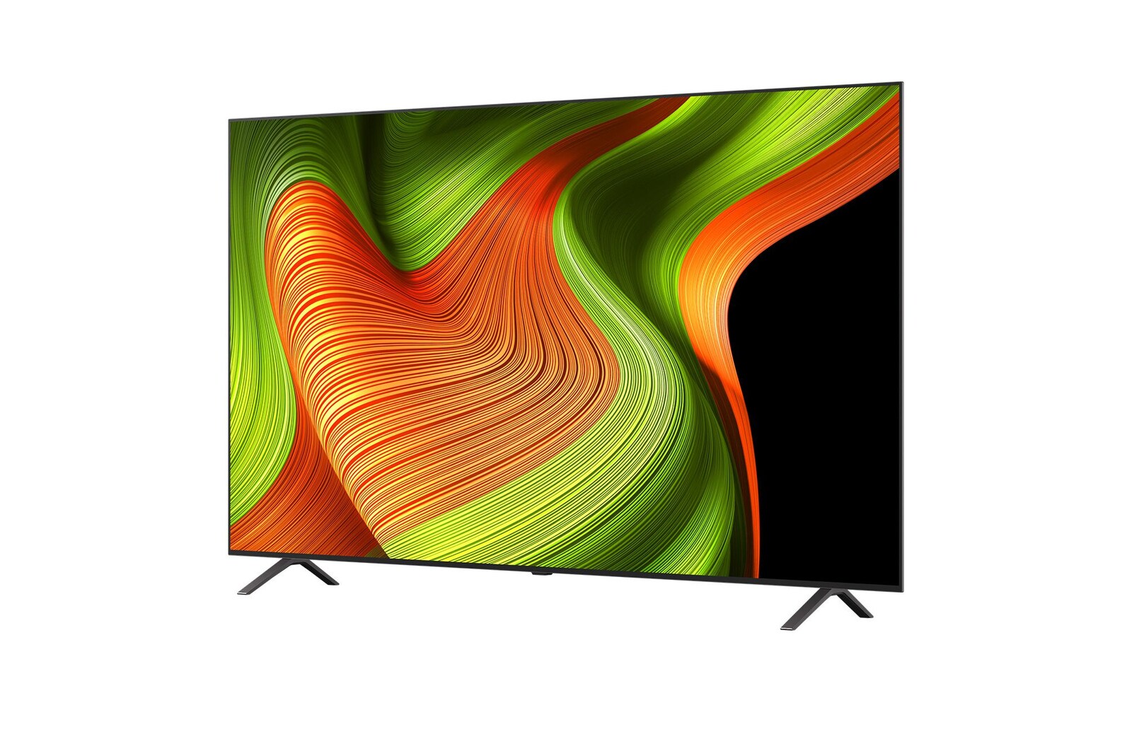 Licht schuine weergave van LG OLED AI B5 4K Smart TV.