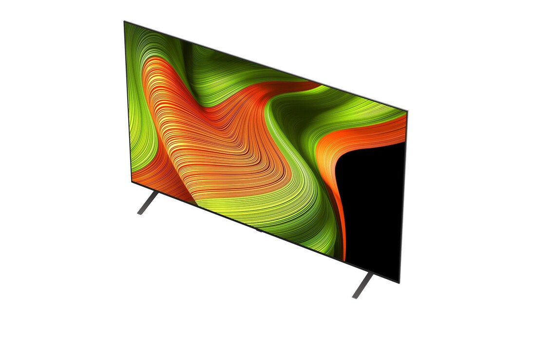 Licht schuine weergave van LG OLED AI B5 4K Smart TV.