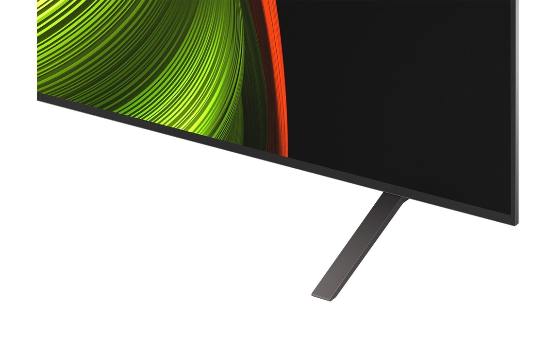 Licht schuine weergave van LG OLED AI B5 4K Smart TV.