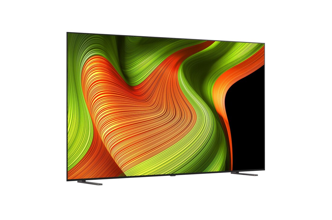 Licht schuine weergave van LG OLED AI B5 4K Smart TV.