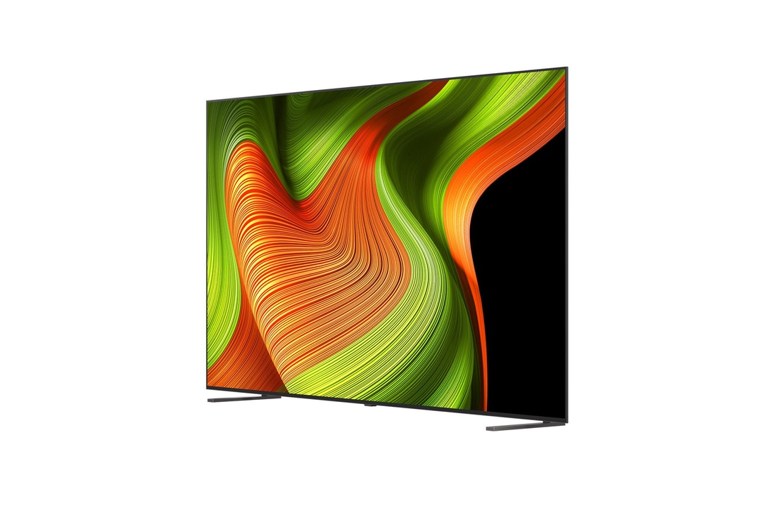 Licht schuine weergave van LG OLED AI B5 4K Smart TV.