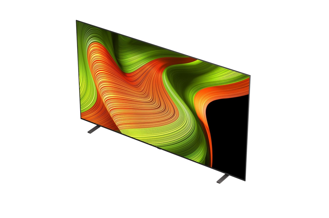 Licht schuine weergave van LG OLED AI B5 4K Smart TV.