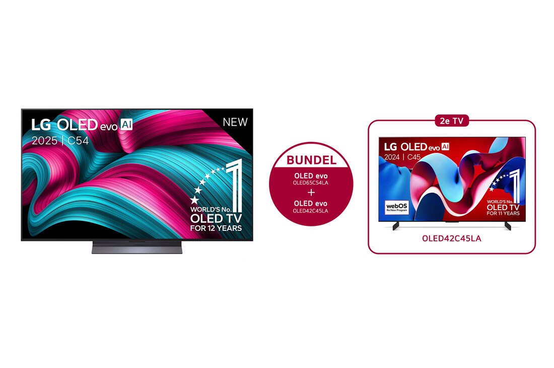 LG 65 inch LG OLED evo AI C5 4K Smart TV + 42 Inch LG OLED evo AI C4 4K Smart TV , OLED65C54LA.42C4