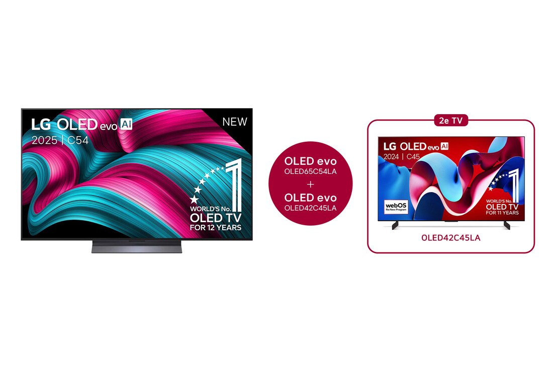 LG 65 inch LG OLED evo AI C5 4K Smart TV + 42 Inch LG OLED evo AI C4 4K Smart TV , OLED65C54LA.42C4
