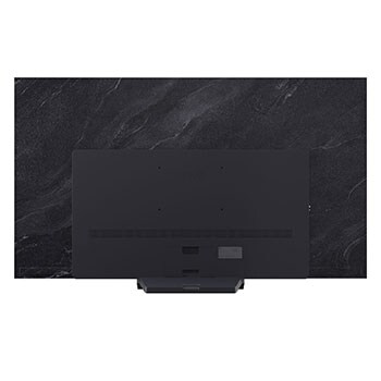 Vooraanzicht en zijaanzicht van LG OLED evo AI C5 4K Smart TV met de lengte-, breedte-, hoogte- en diepteafmetingen.