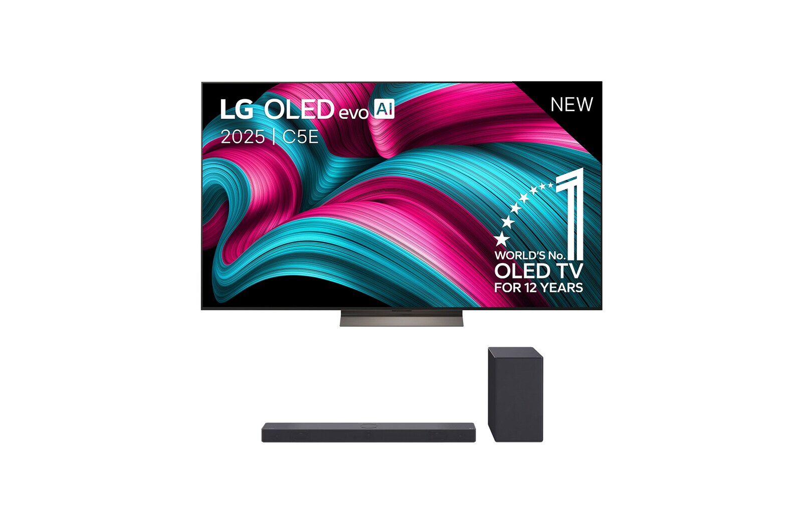 LG 77 inch LG OLED evo AI C5 4K Smart TV 2025 & DSC9S 3.1.3 kanaal , OLED77C5ELB.DSC9S