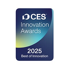 2025 CES Innovation Awards-badge met een vermelding voor De beste in Innovatie. 