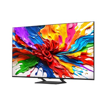 Naar links gericht zijaanzicht van de LG QNED evo QNED92 TV.