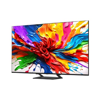 Naar links gericht zijaanzicht van de LG QNED evo QNED92 TV.