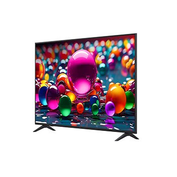 Left-facing side view of LG UHD UA75 TV.