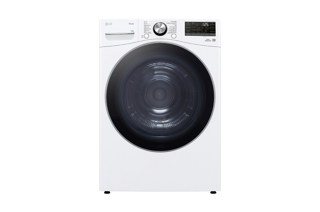 Voorkant van 18kg Droger RH18U8AVCW Wit | DUAL Inverter Heat Pump™ | AI DD™ | Auto Cleaning Condenser - RH18U8AVCW