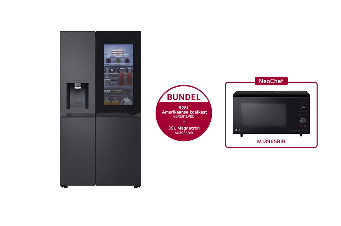 LG 628L Amerikaanse koelkast GSXE81EVBD + 39L Smart Inverter Magnetron MJ3965BIB, GSXE81EVBD.MJ3BIB