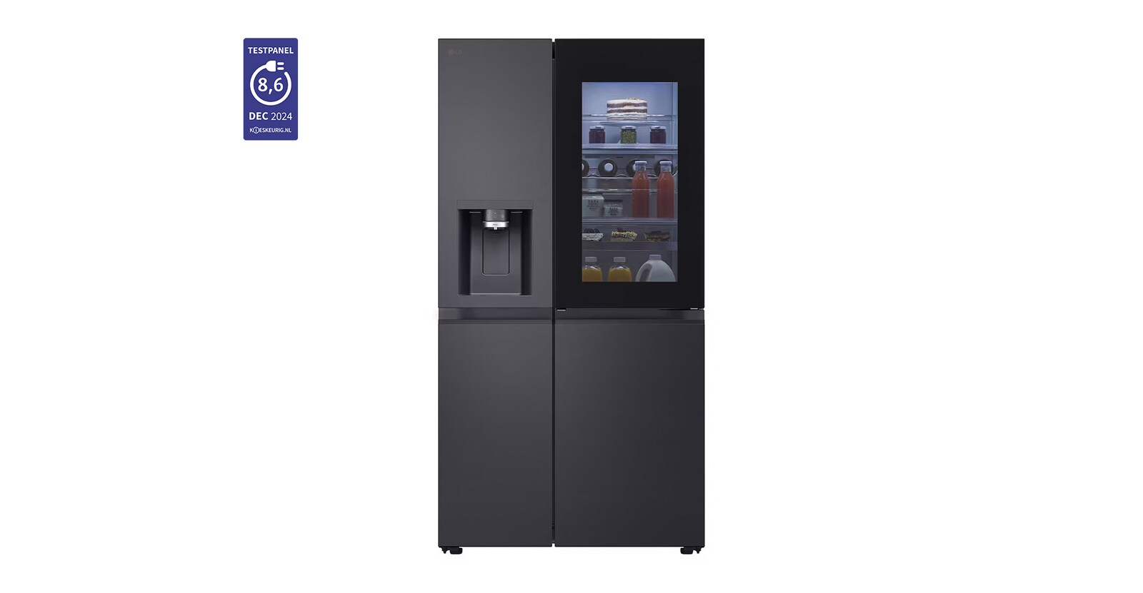 Voorkant van 628L Amerikaanse koelkast Zwart | InstaView™ | ThinQ™ | DoorCooling+™ | LGNL, GSXE90EVAD