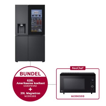 Voorkant van 628L Amerikaanse koelkast Zwart | InstaView™ | DoorCooling+™ | UVNano™ - GSXE91EVAD