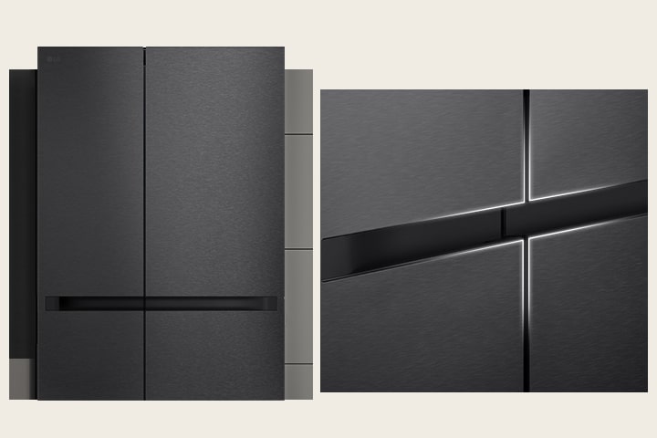 Links: installatie van het product in de keuken. Rechts: close-up van een deel van het handvat.