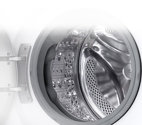 De binnenkant van de bak van de wasmachine wordt in detail weergegeven.	