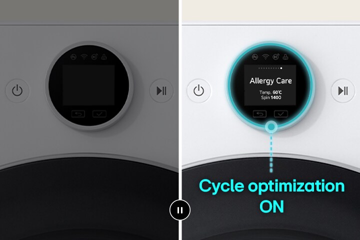 Bij uitschakelen van Cyclus-optimalisatie schakelt Allergy Care automatisch in tijdens het wasproces.