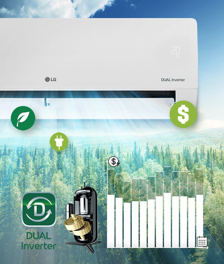 Feature card van 2.5kW, DUALCOOL Standaard Plus, airconditioning met simpel, strak design en verborgen display PC09ST.NSJ