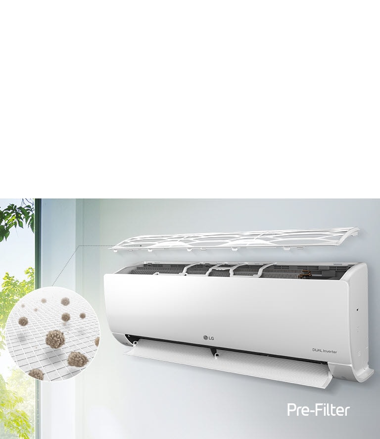 Feature card van 2.5kW, DUALCOOL Standaard Plus, airconditioning met simpel, strak design en verborgen display PC09ST.NSJ
