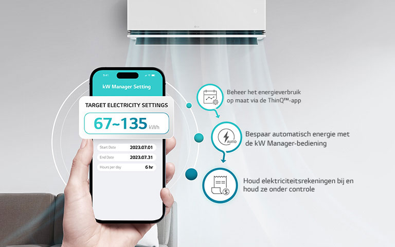 De verbruikte energie van de airconditioner kan worden gebruikt binnen de vooraf ingevulde streefwaarde.