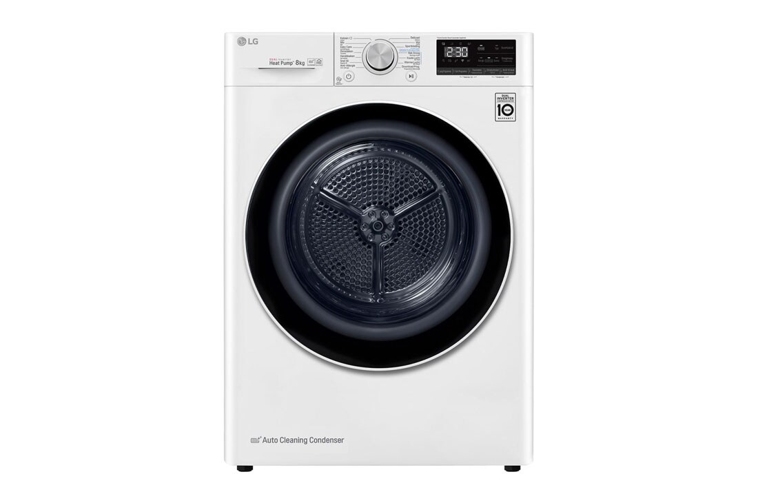Voorkant van 8kg DUAL Inverter Warmtepomp Droger Wit | Auto Cleaning Condenser | Allergy Care™ - RH80V9AV4N