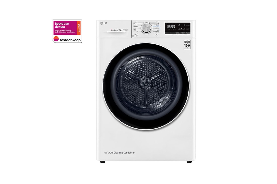 Vooraanzicht van 8kg DUAL Inverter Warmtepomp Droger Wit | Auto Cleaning Condenser | Allergy Care™, RH80V9AV4N