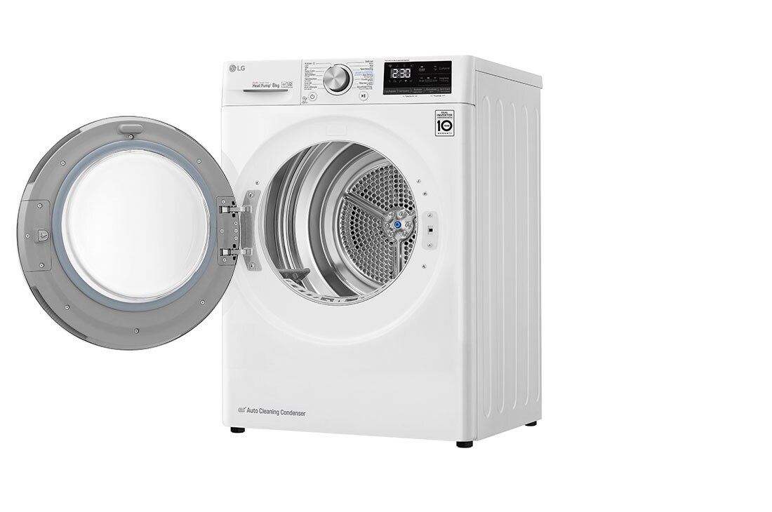 LG 8kg DUAL Inverter Warmtepomp Droger Wit | Auto Cleaning Condenser | Allergy Care™, RH80V9AV4N