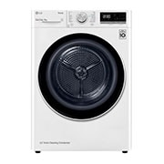 Vooraanzicht van 9kg DUAL Inverter Warmtepomp Droger Wit | Eco Hybrid™ | Allergy Care™ | Auto Cleaning Condenser, RH90V5AV6N