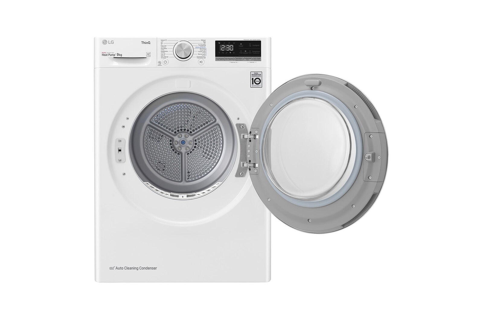 LG 9kg DUAL Inverter Warmtepomp Droger Wit | Eco Hybrid™ | Allergy Care™ | Auto Cleaning Condenser, RH90V5AV6N