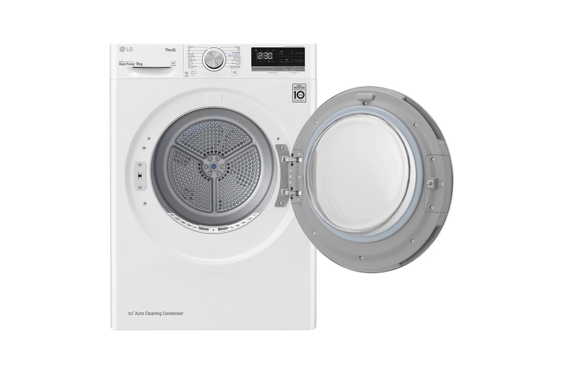 LG 9kg DUAL Inverter Warmtepomp Droger Wit | Eco Hybrid™ | Allergy Care™ | Auto Cleaning Condenser, RH90V5AV6N