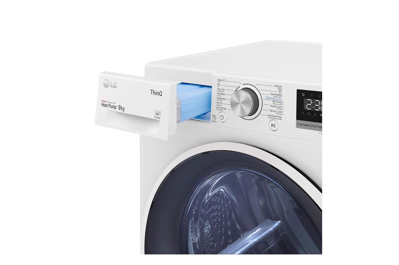 LG 9kg DUAL Inverter Warmtepomp Droger Wit | Eco Hybrid™ | Allergy Care™ | Auto Cleaning Condenser, RH90V5AV6N