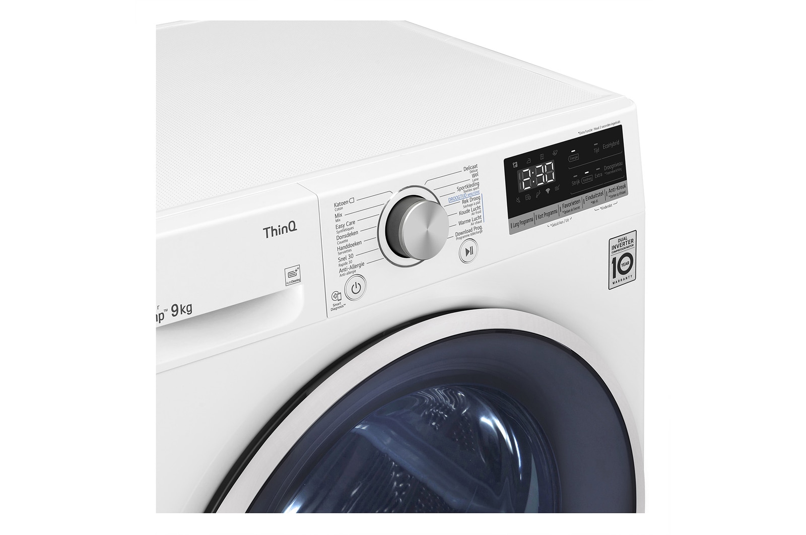 LG 9kg DUAL Inverter Warmtepomp Droger Wit | Eco Hybrid™ | Allergy Care™ | Auto Cleaning Condenser, RH90V5AV6N
