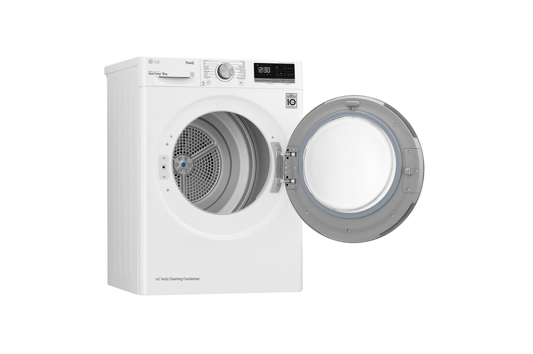 LG 9kg DUAL Inverter Warmtepomp Droger Wit | Eco Hybrid™ | Allergy Care™ | Auto Cleaning Condenser, RH90V5AV6N
