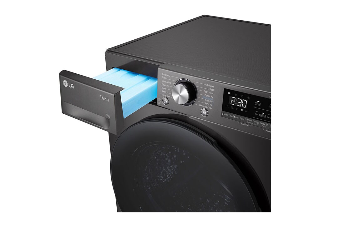 LG 9kg DUAL Inverter Warmtepomp Droger Zwart |Eco Hybrid™ | Allergy Care™ | Auto Cleaning Condenser, RH90V9ZVEN